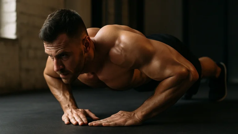 Pompes prise serrée (diamant) en salle — exercice de poussée ciblant surtout triceps et pectoraux, alternative aux vrais exercices biceps (chin-ups, curls)