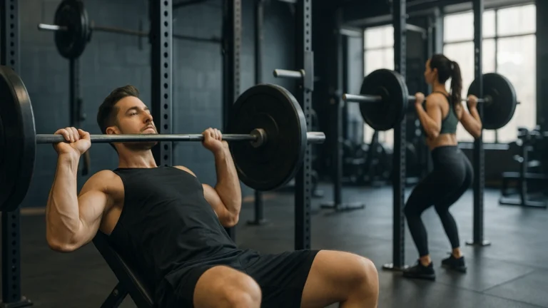 Programme musculation 4 jours : entraînement en salle avec développé et squat, split PPL + Upper ou Upper/Lower pour progression équilibrée.