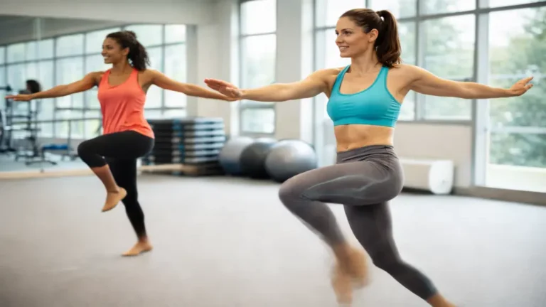 Femmes pratiquant le LIA sport en cours collectif de Low Impact Aerobic, mouvements cardio chorégraphiés sans impact pour les articulations en salle de fitness.