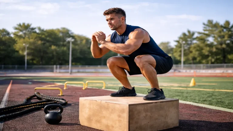 Athlète réalisant un exercice de préparation physique générale en extérieur pour développer force coordination et condition physique globale