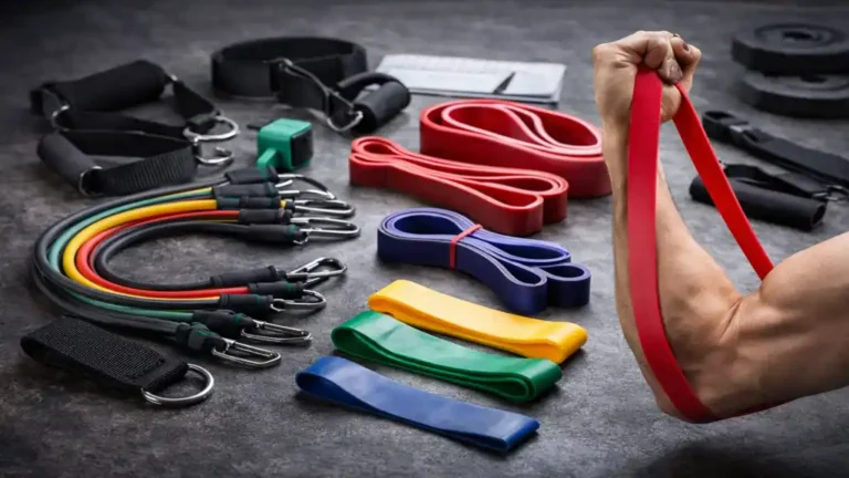 Élastique de musculation avec bandes de résistance, poignées, powerbands et accessoires pour entraînement à domicile