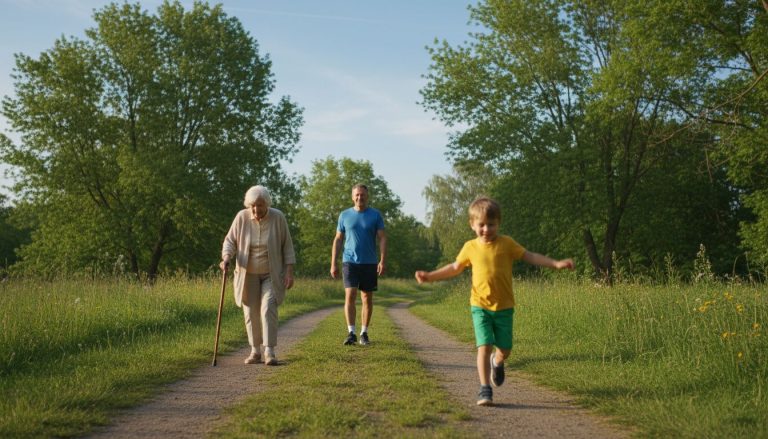 vitesse de marche selon âge km/h